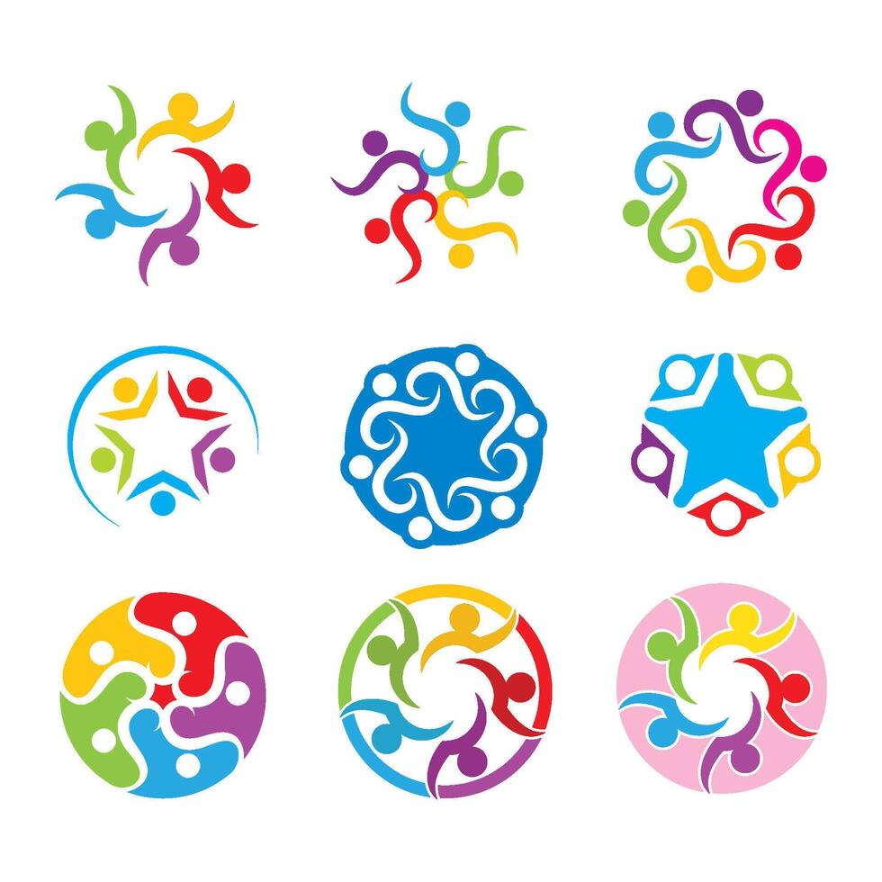 the character of community,network and social people logo vector