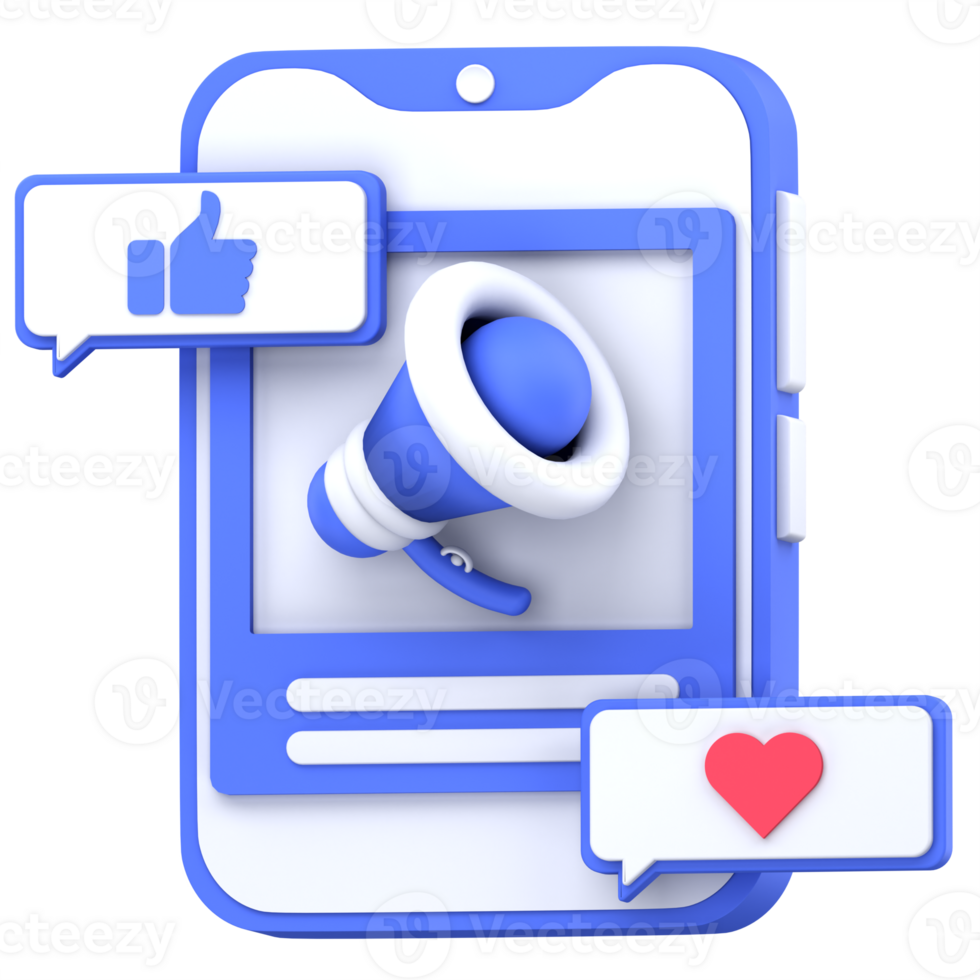 3d illustration social media marketing png