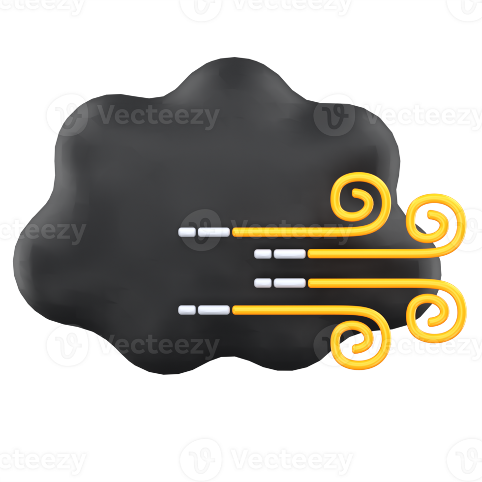 3d illustration cloudy midnight with wind weather png