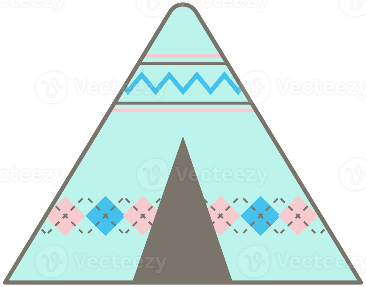 Cute hand drawn kawaii summer camping picnic set tent png