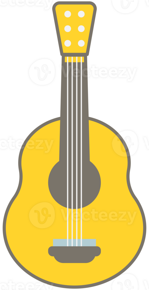Cute Hand Drawn Musical Instrument Wood Acoustic Guitar png