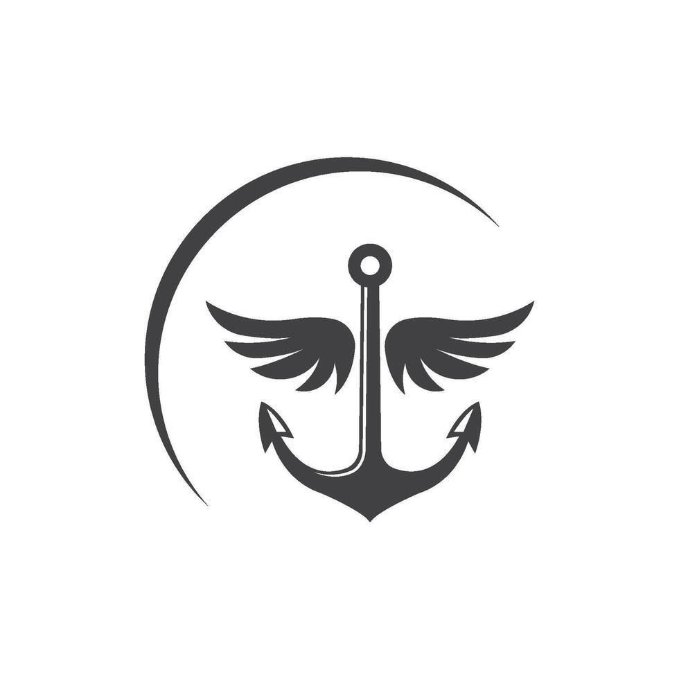 Anchor with wings icon Logo illustration vector