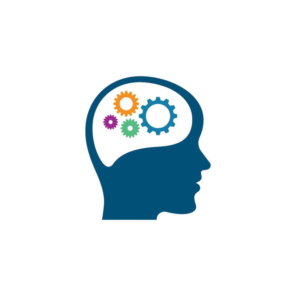 brain gear head illustration design vector