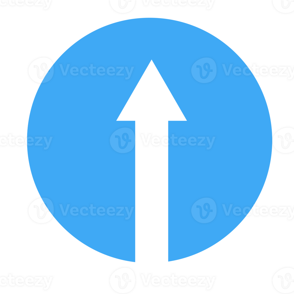 Forward arrow sign on a blank background. Ideal for navigation, direction, or road signage projects. png