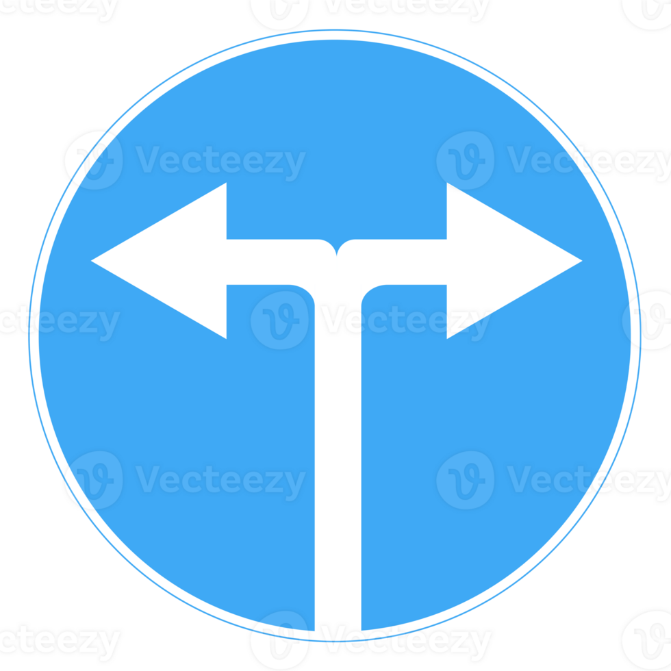 Sign with arrows pointing left and right on a blank background. Ideal for direction or choices. png