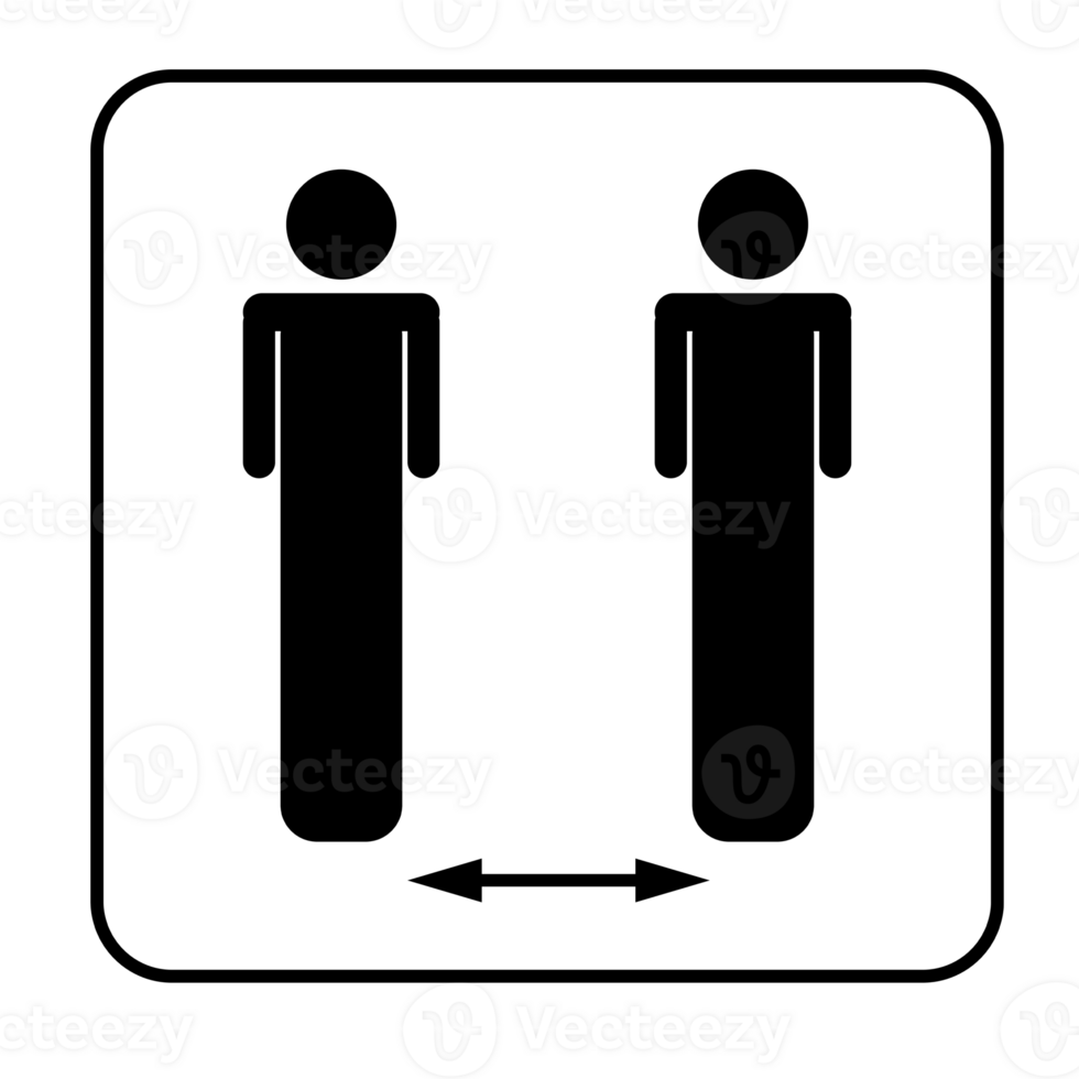 Distance sign between people on a blank background. Ideal for safety, health guidelines, or public spaces. png