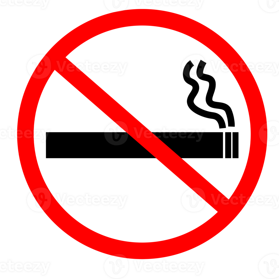 No smoking sign on a blank background. Ideal for health regulations, public safety, or environmental awareness. png