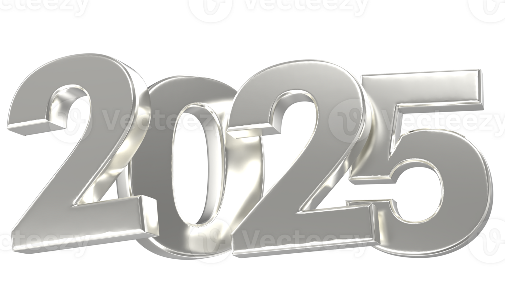 Happy New Year Number 2025 Silver png