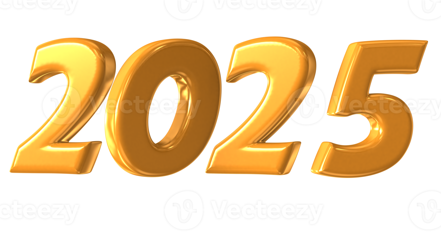 Happy New Year Number 2025 Gold png