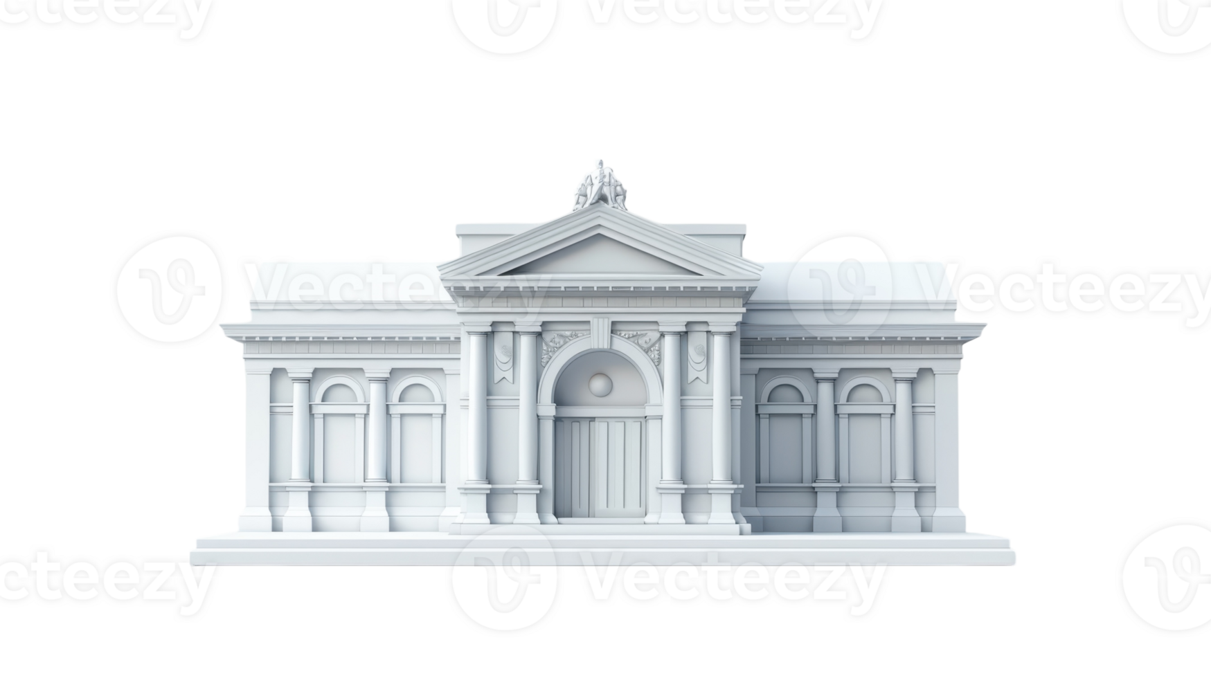 A model of a building with a white roof png