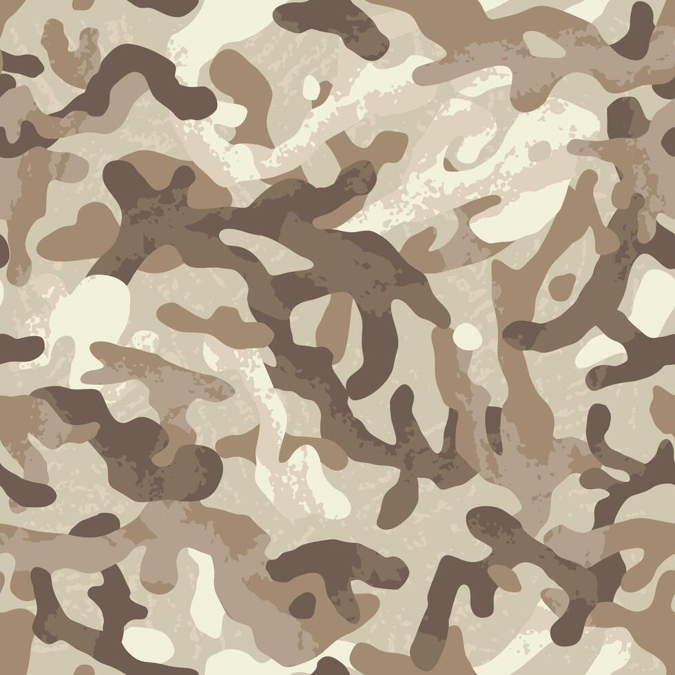 Camouflage pattern background seamless sand camo print. Beige, brown, ocher colors texture. vector