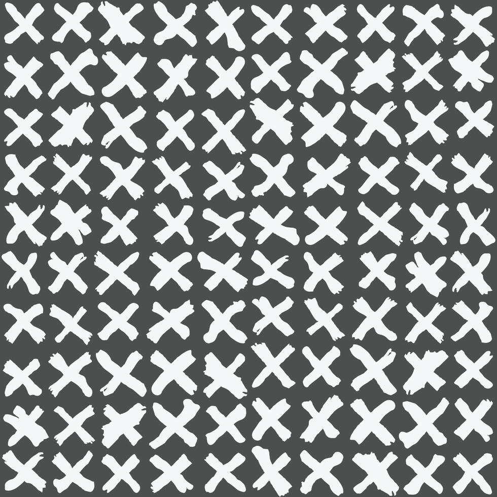 Brush drawn doodle shapes seamless pattern. Dry brush made cross. Urban background with trendy graffiti style elements. Hand drawn grunge monochrome texture vector