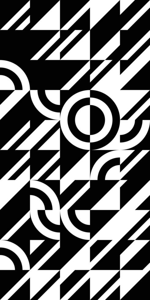 Black and white retro geometric modular combinatorial pattern for cover design. Abstract triangle and square diagonal lines art background. Trendy bauhaus style vector