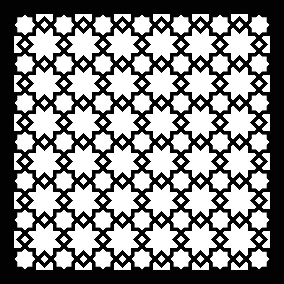 Arabic geometric pattern. Islamic ornament mashrabiya panel. Wall screen. Islamic window frame. Cnc router grill isolated on white background. Template for laser cutting vector