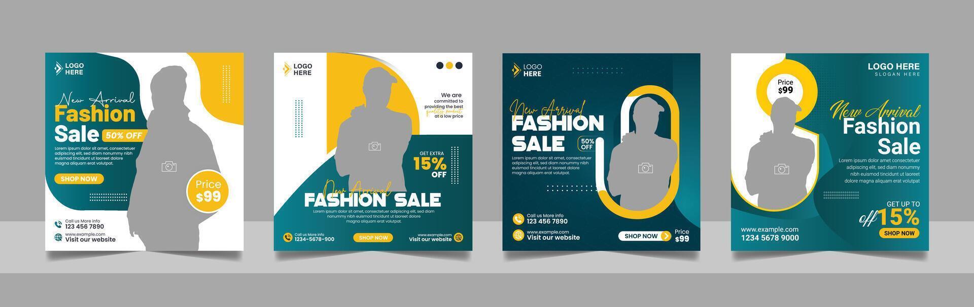 Social media fashion sale post banner template vector