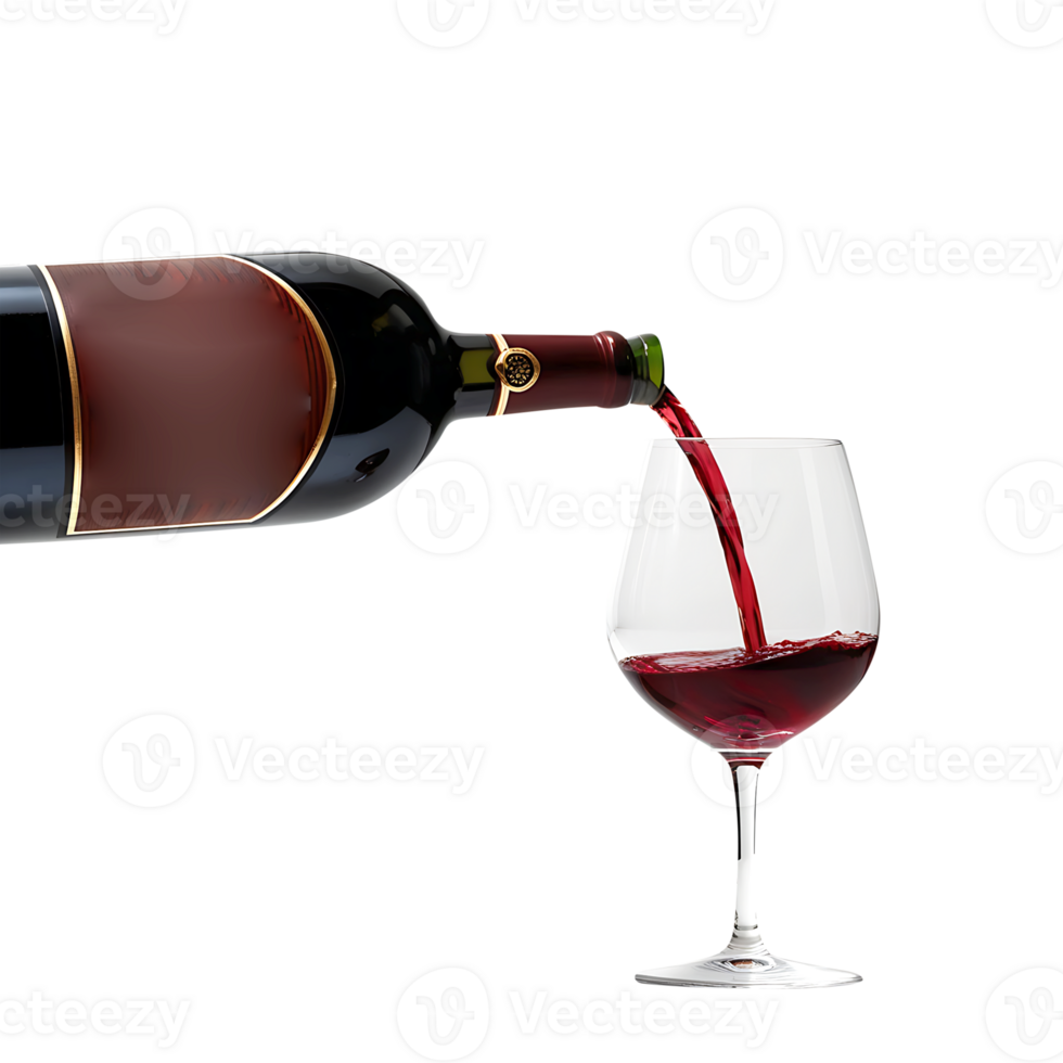red wine pouring into a glass transparent background png
