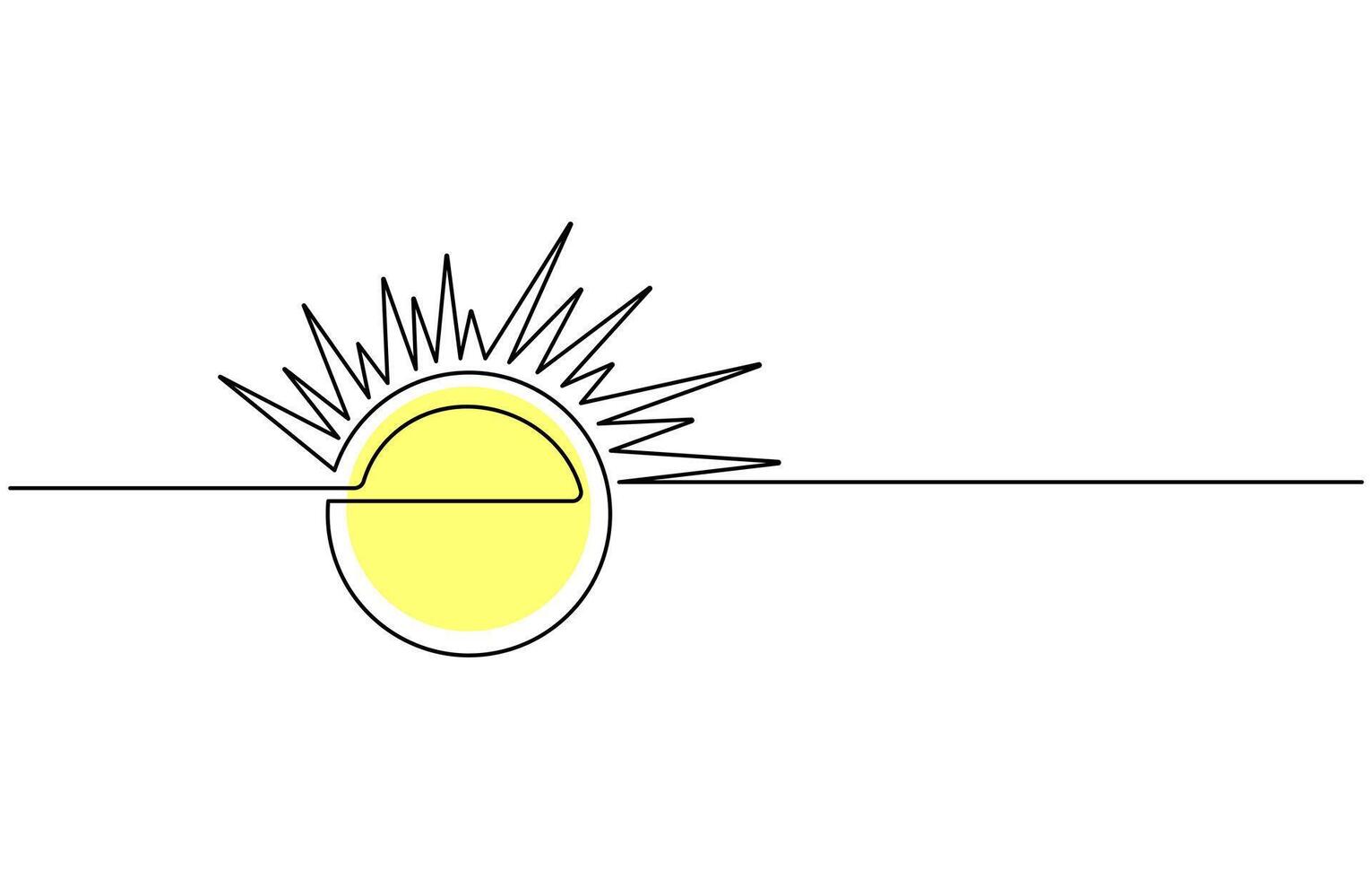 Continuous line sun summer art one sunshine vector