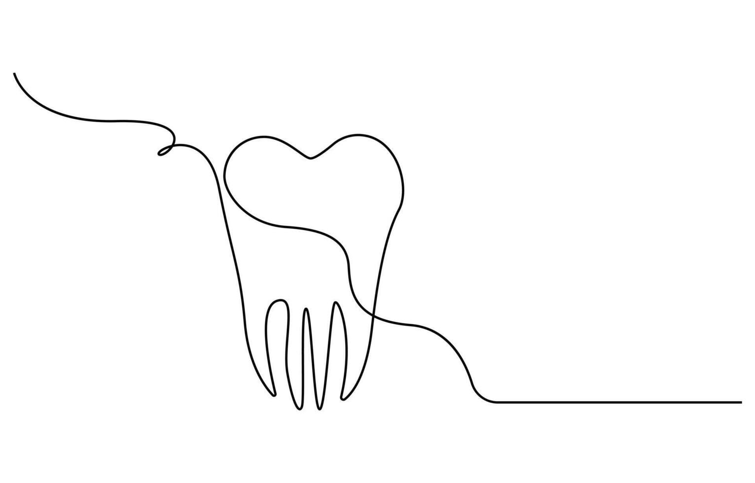 Tooth icon in continuous line drawing vector