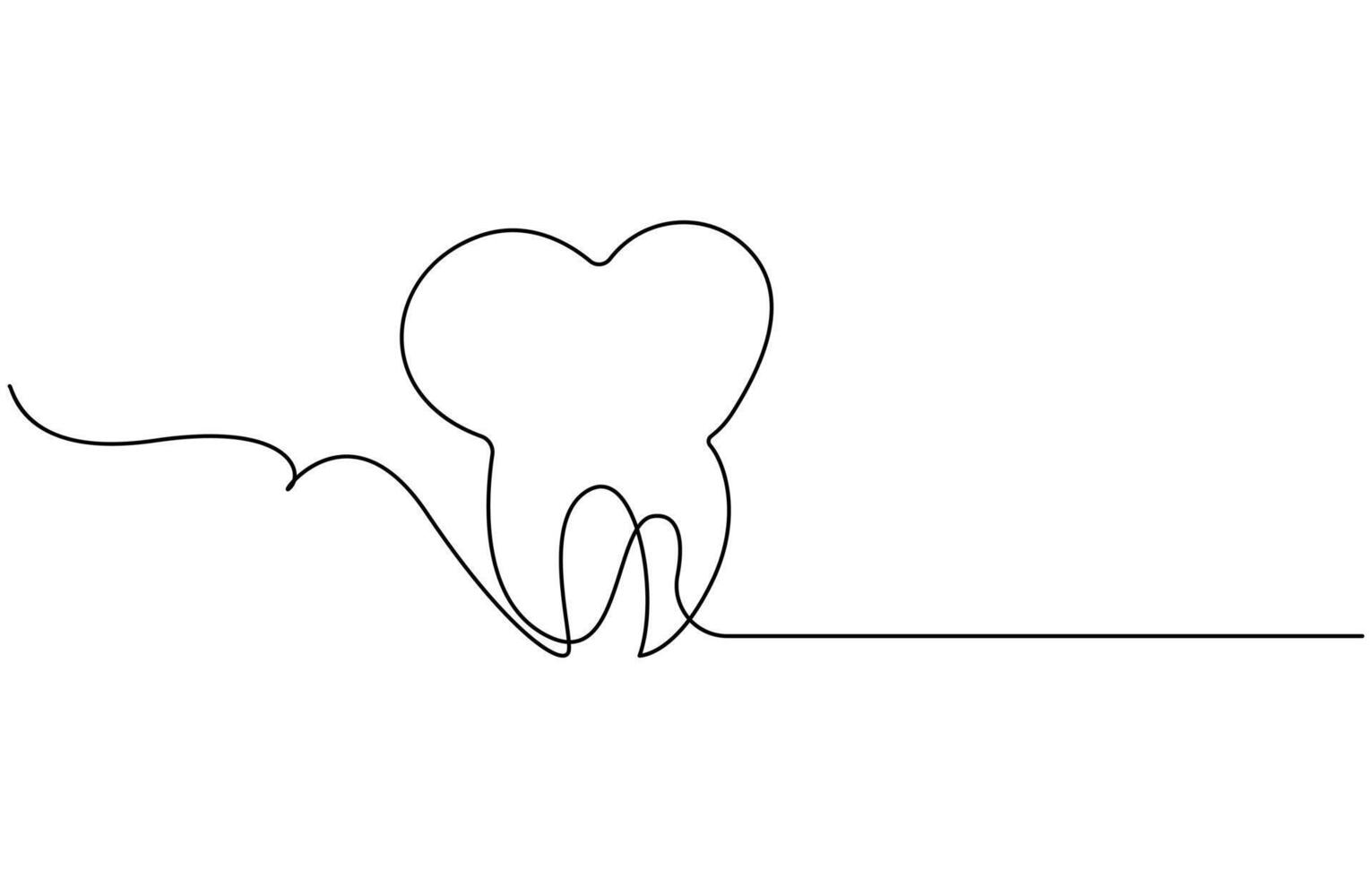 Tooth icon in continuous line drawing style illustration vector