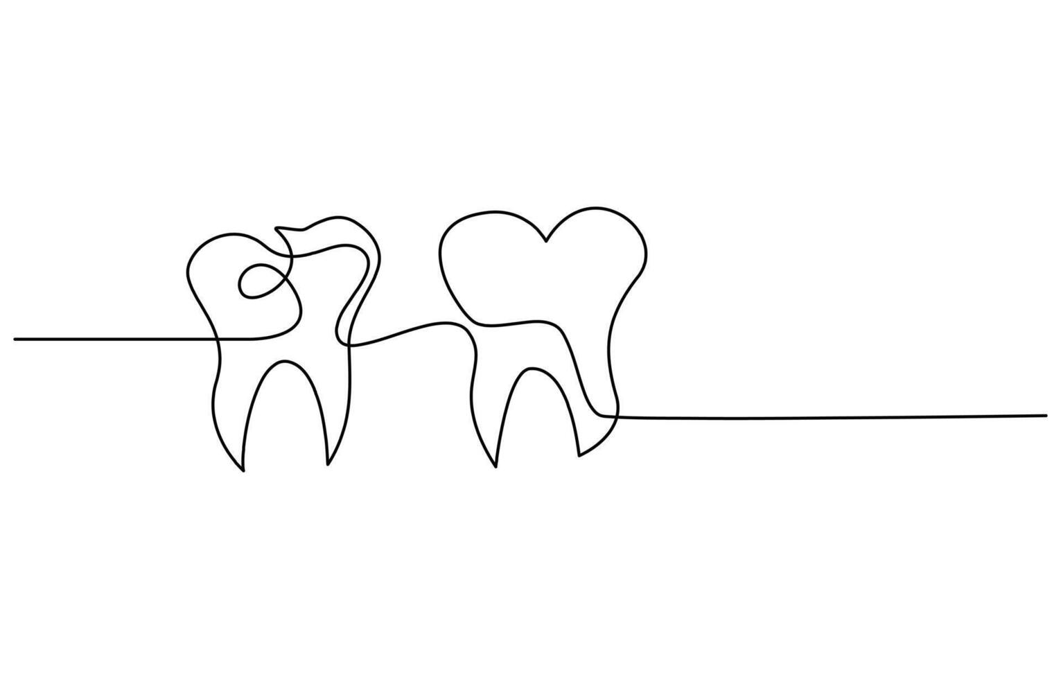 Tooth icon continuous line drawing vector