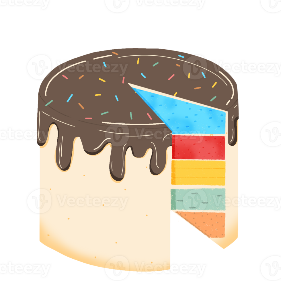 A sliced of white birthday cake with choco on top png