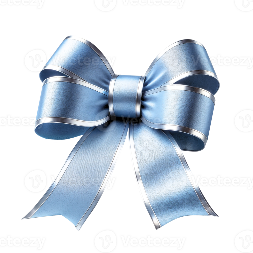 Elegant Blue Satin Ribbon with Silver Edges Isolated on Transparent Background png