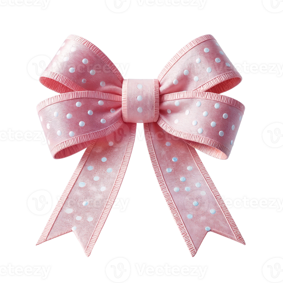 Pink Polka Dot Bow Isolated on Transparent Background png