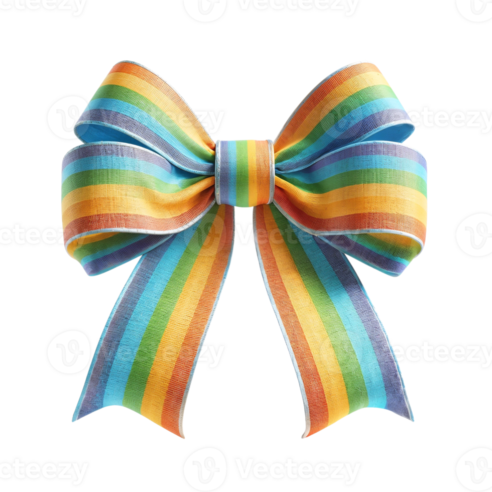 Rainbow Satin Bow Isolated on Transparent Background png