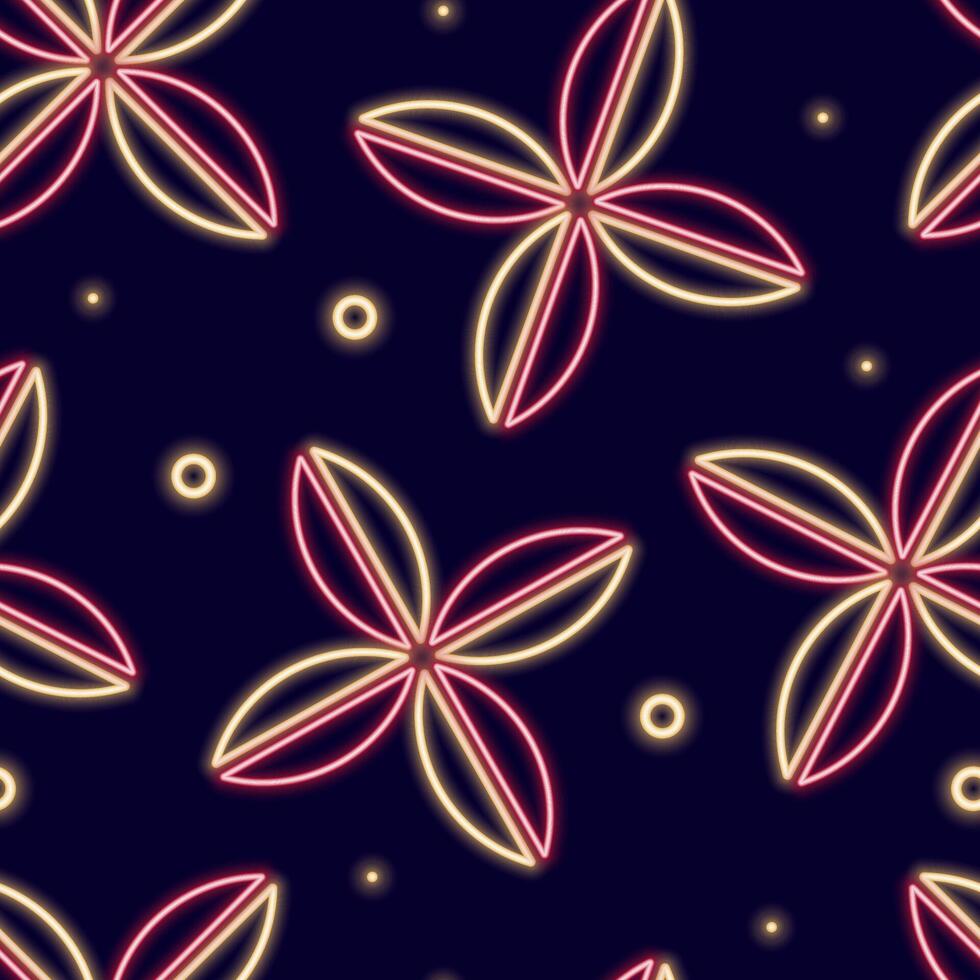 Neon seamless pattern with romantic Valentines Day themed icons. vector