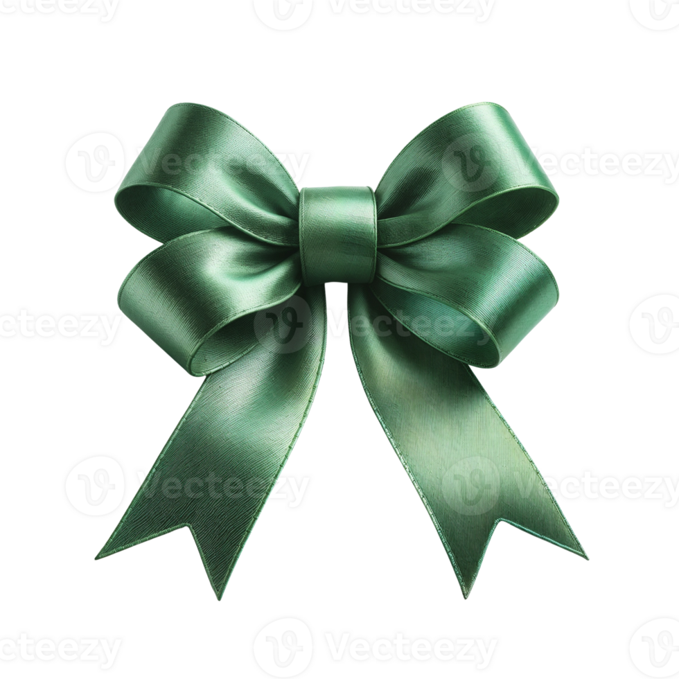 Green Satin Bow Isolated on Transparent Background png