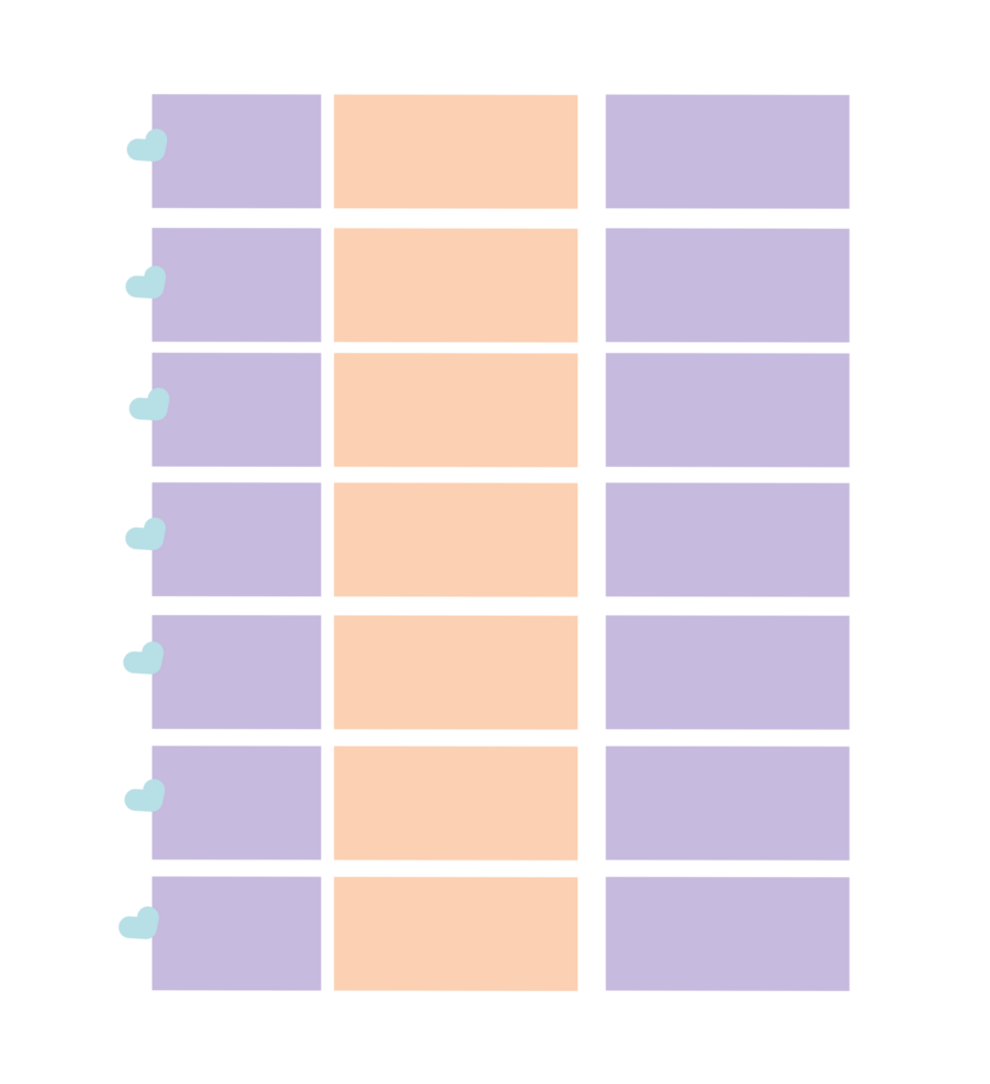 a list of squares with different colors png