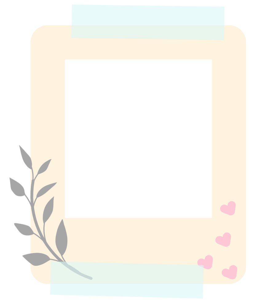 frame with hearts and leaves on it png