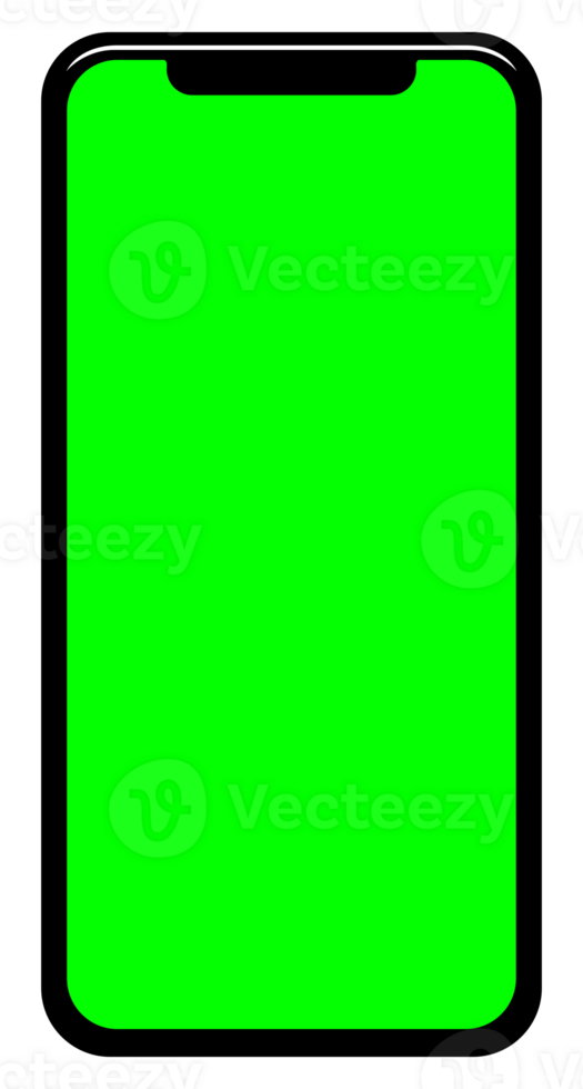 Front View of the Smartphone Silhouette in Green Screen, can use for mock up, apps, website, pictogram, logo gram, art illustration or graphic design element png