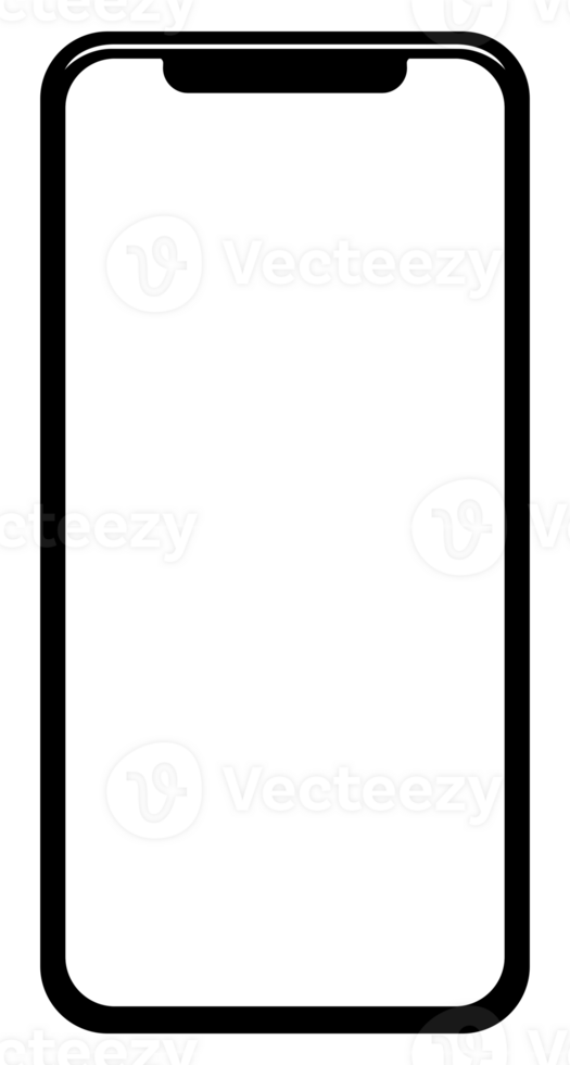 Front View of the Smartphone Silhouette in White Screen, can use for mock up, apps, website, pictogram, logo gram, art illustration or graphic design element png