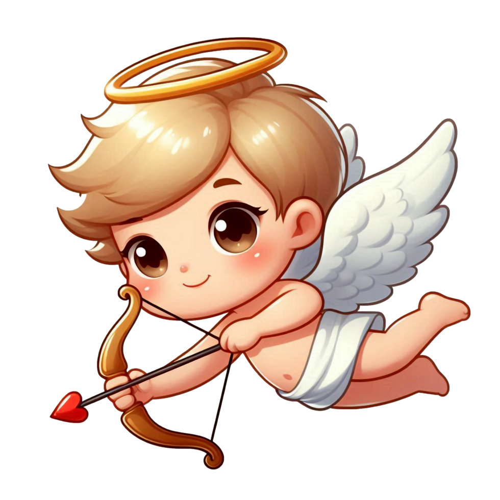 A cute little cupid flying with an arrow png