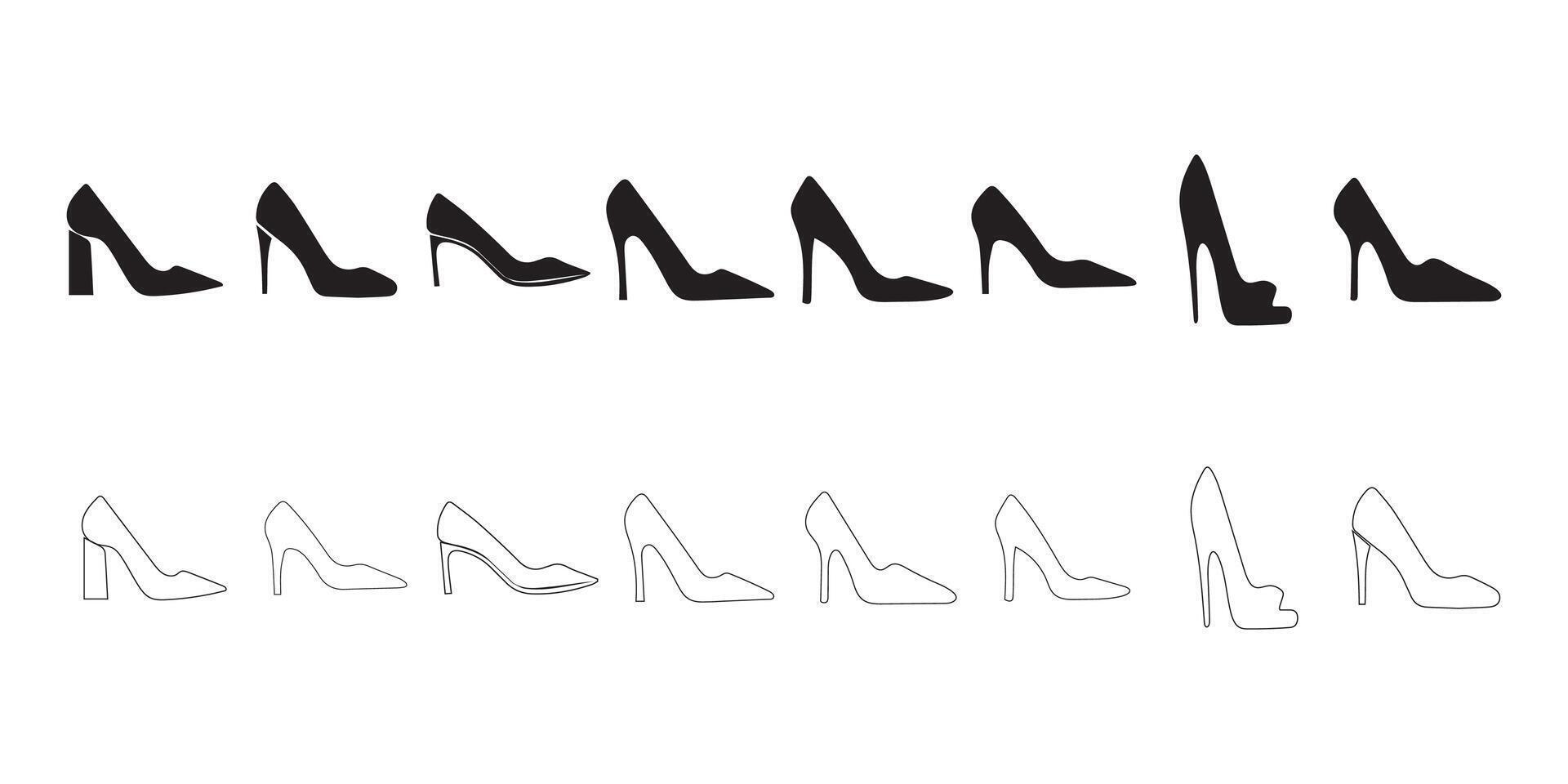 A set of different high heels in different styles vector