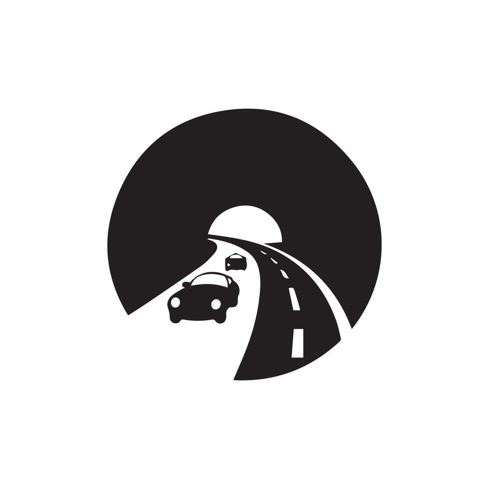Car driving through tunnel on highway illustration vector