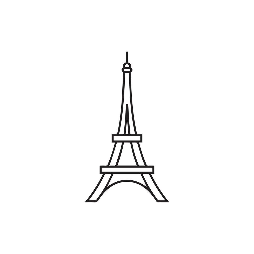 The eiffel tower is shown in a black and white line drawing vector