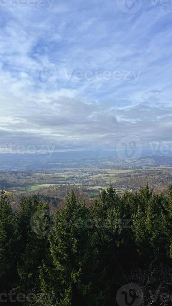 Autumn in the mountains, autumn mountains from above. Drone view. photo