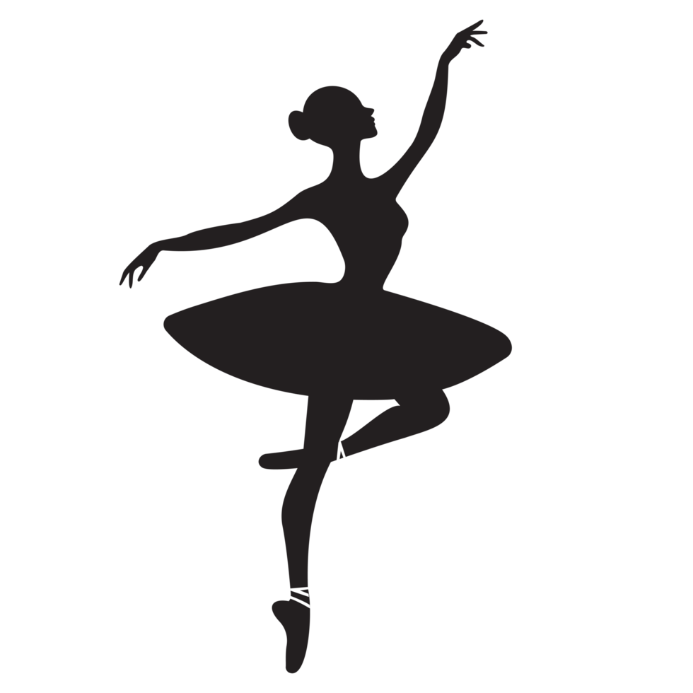 ballet dancer silhouette isolated on transparent background flat png