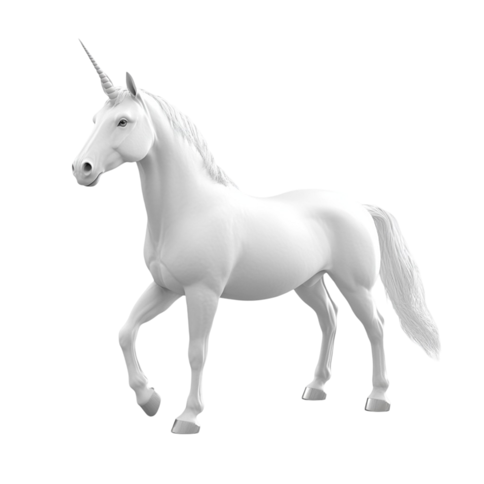 Unicorn white 3D model on transparent background png