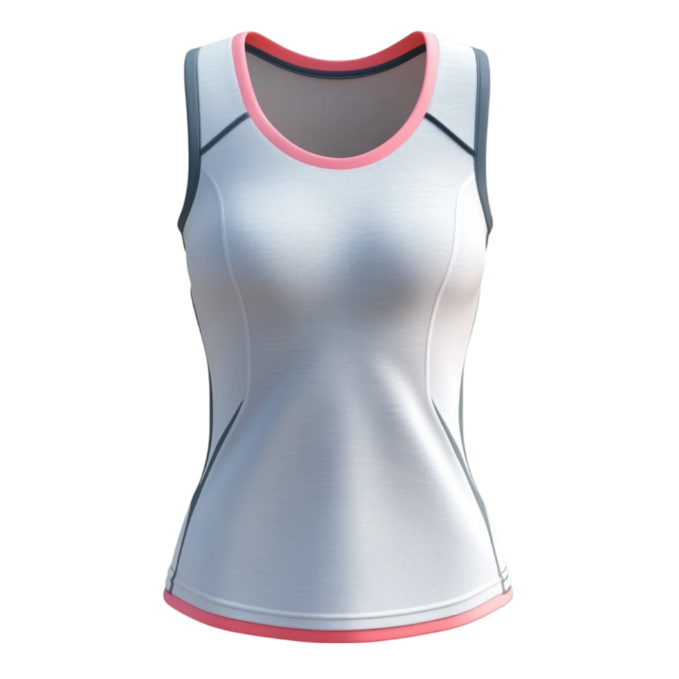 White Tank Top with Pink Trim on the Side on Transparent Background png