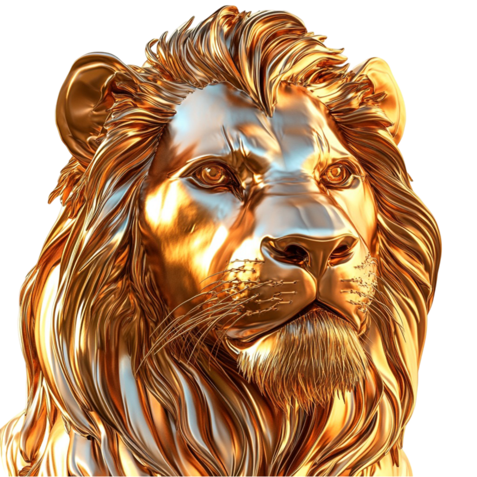 Golden Lion Head on Transparent Background png