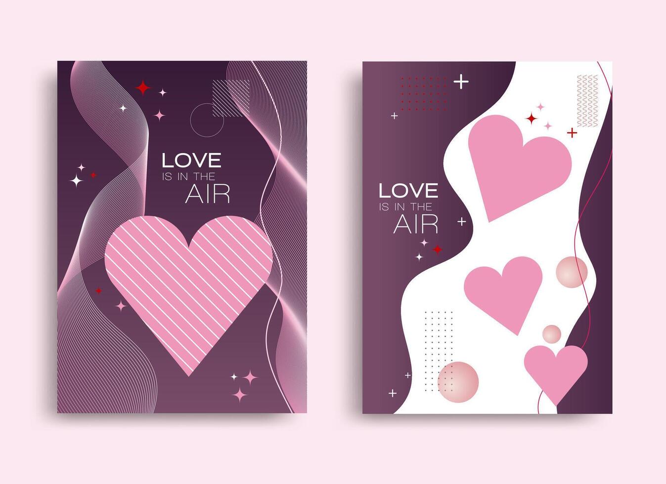 Love is in the Air Valentines Day celebration on a purple background vector
