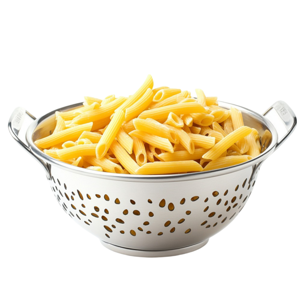 Penne Pasta in a Colander on Transparent Background png
