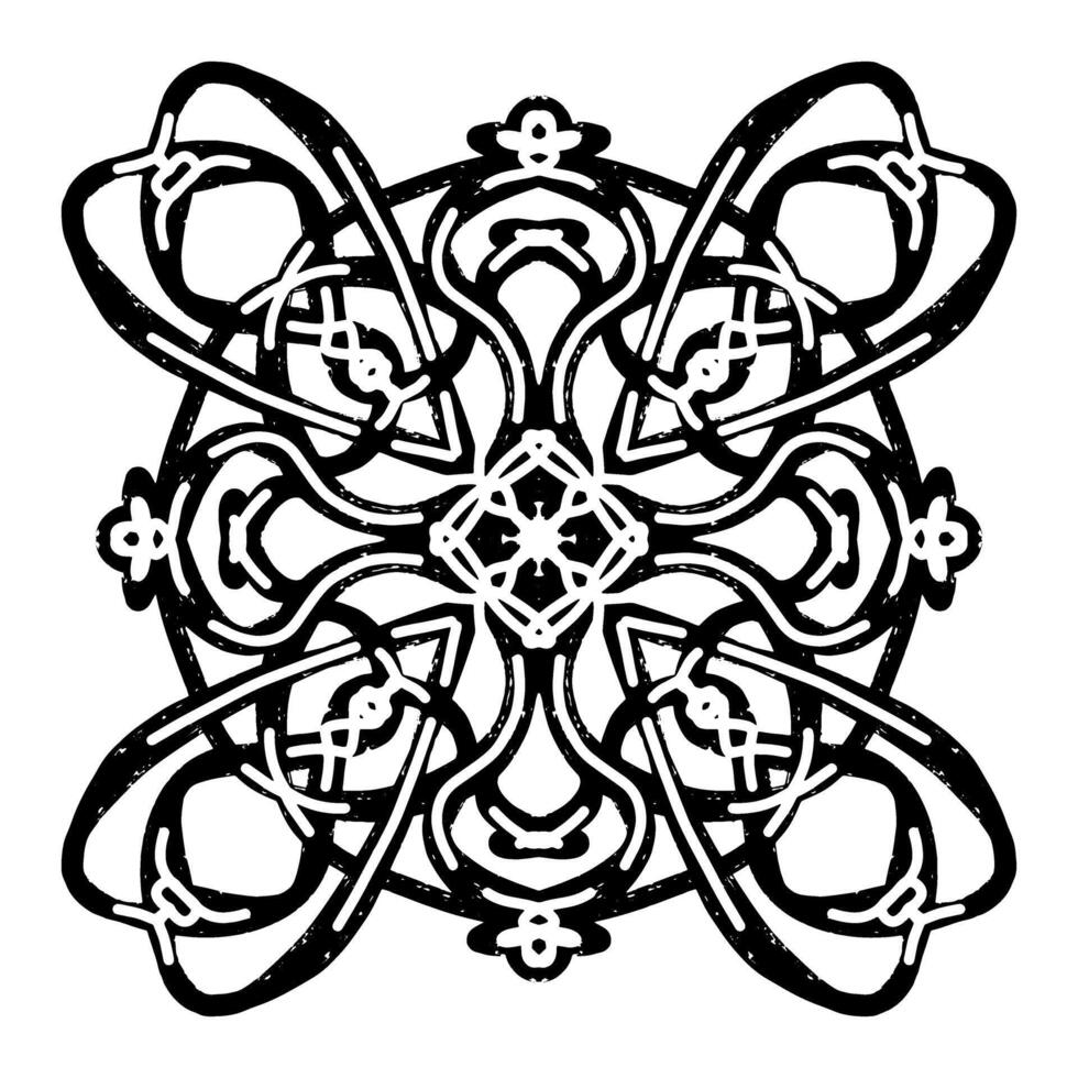 a black and white celtic design with a flower vector