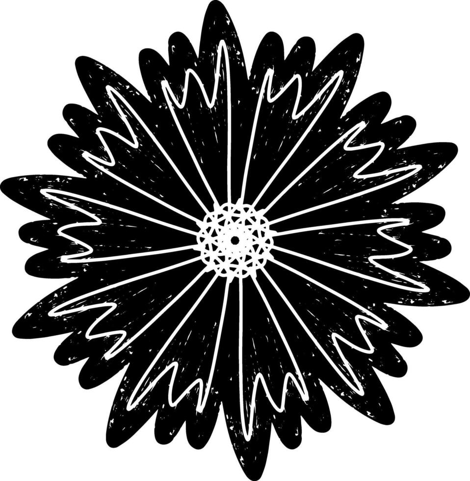 a black and white flower with a white center vector
