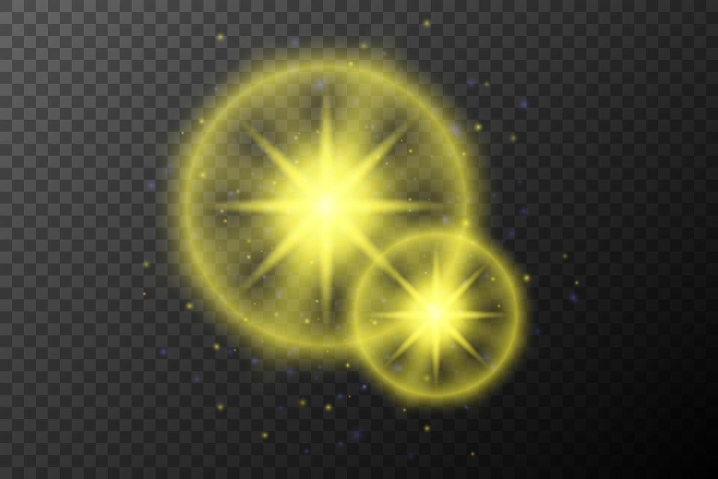 two glowing yellow stars on background vector