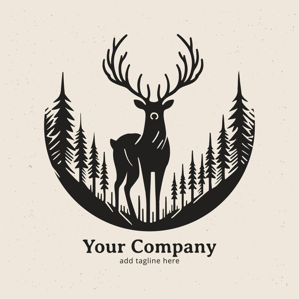 Deer and forest image, suitable for logos and illustrations. Deer Logo vector