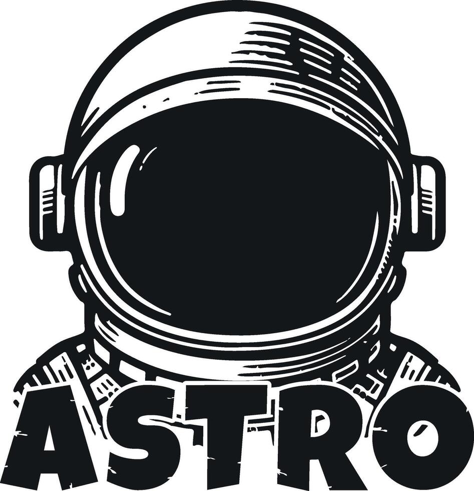 astronaut logo in wood carving style vector